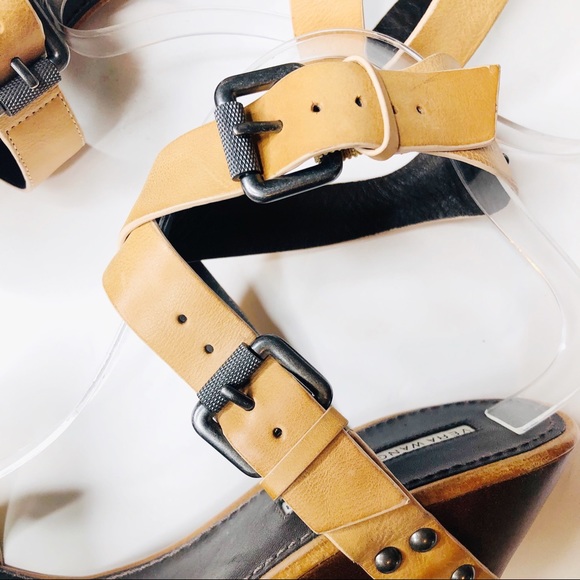 VERA WANG LAVENDER wooden platform leather heels - Picture 3 of 10